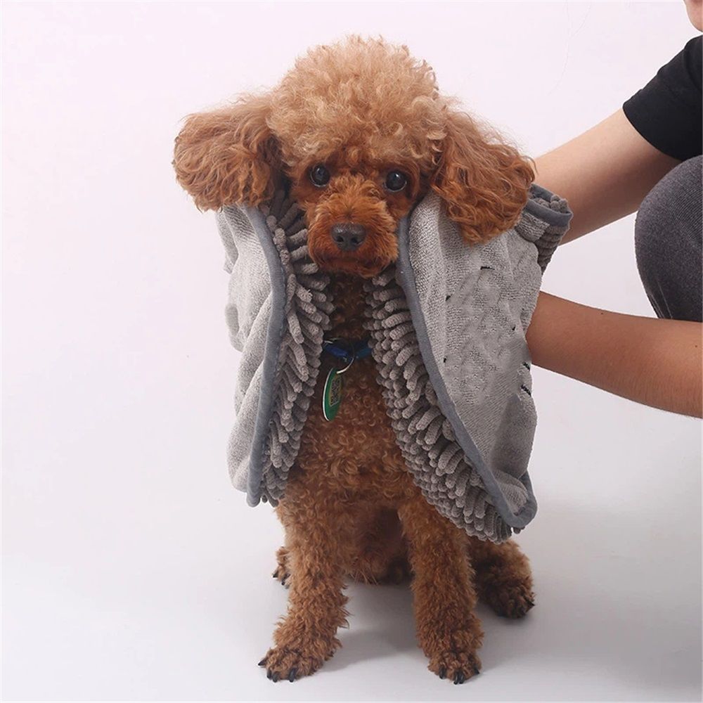 Microfiber Dog Bath Towel – Super Absorbent Dog Towels for Drying Dogs Large & Small, Quick Dry Pet Towel with Hand Pockets, Soft & Durable Puppy Towel, Machine Washable – Grey（35x80cm） - Image 3