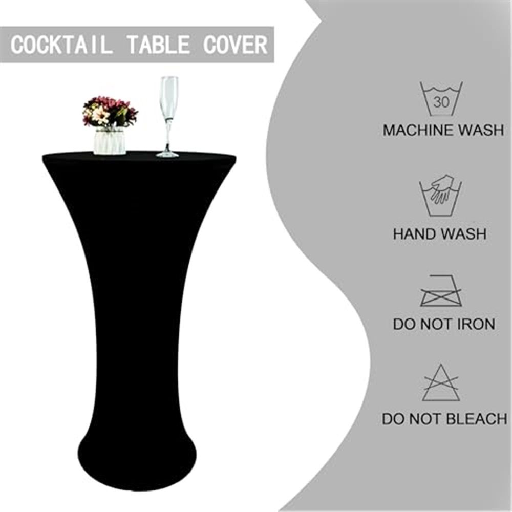 24x43 Inch Black Cocktail Table Cloth Fitted Round Bar Table Stretch Highboy Cocktail Table Covers for Banquet Outdoor Party Wedding Bar Round Bottom Black - Image 3