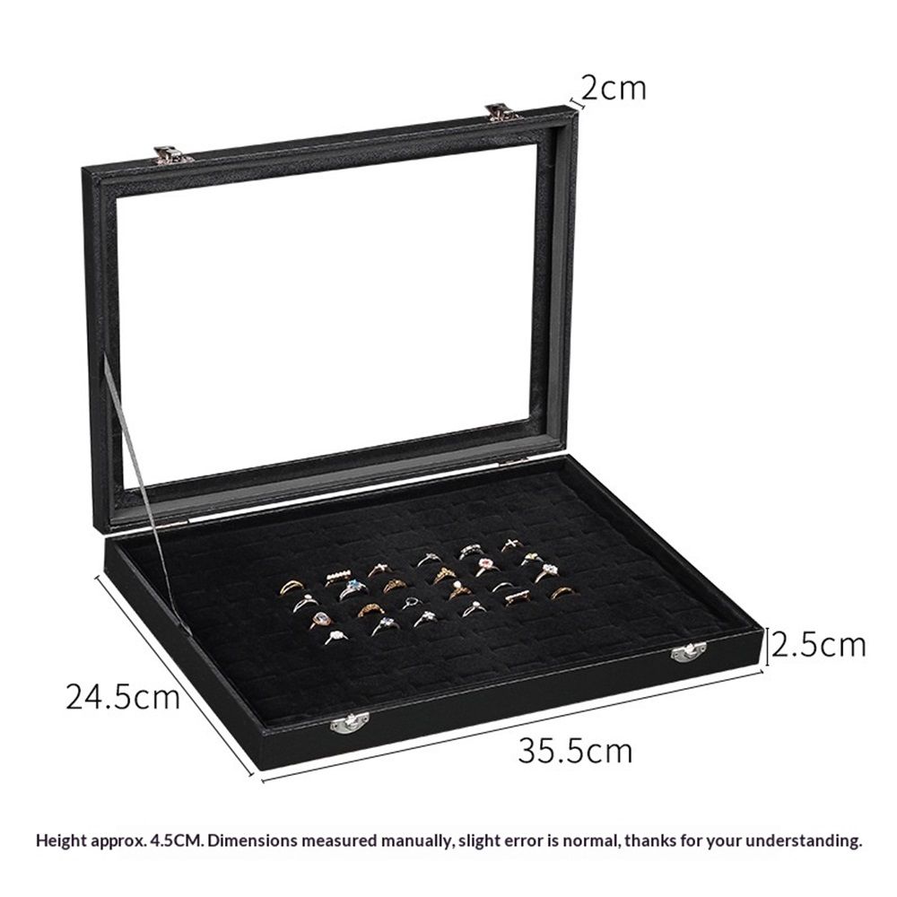 100 Slot Ring Holder Display Case - Black Jewelry Organizer with Transparent Lid, Ring Organizer For Jewelry Rings (oniy box) - Image 5