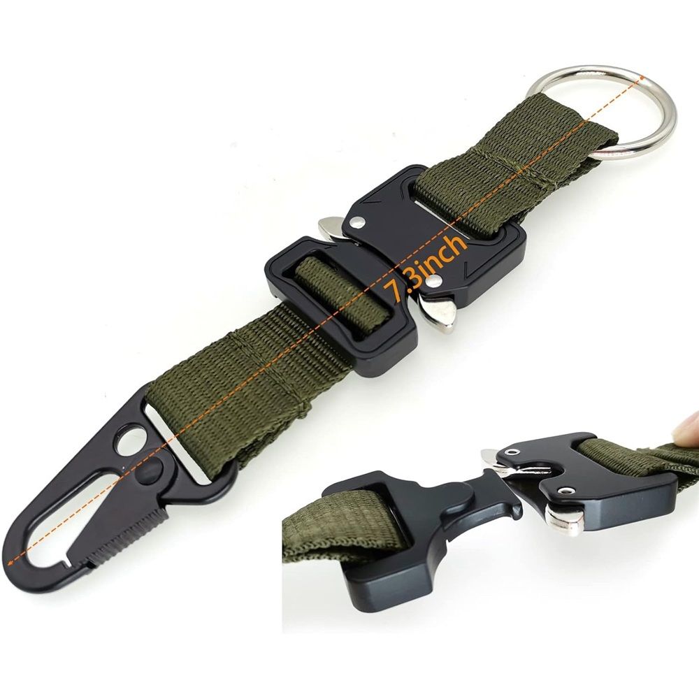 2 pack Keychain for Men with Quick Release Buckle Gear Clips with Clip and Stainless Steel Ring（green） - Image 4