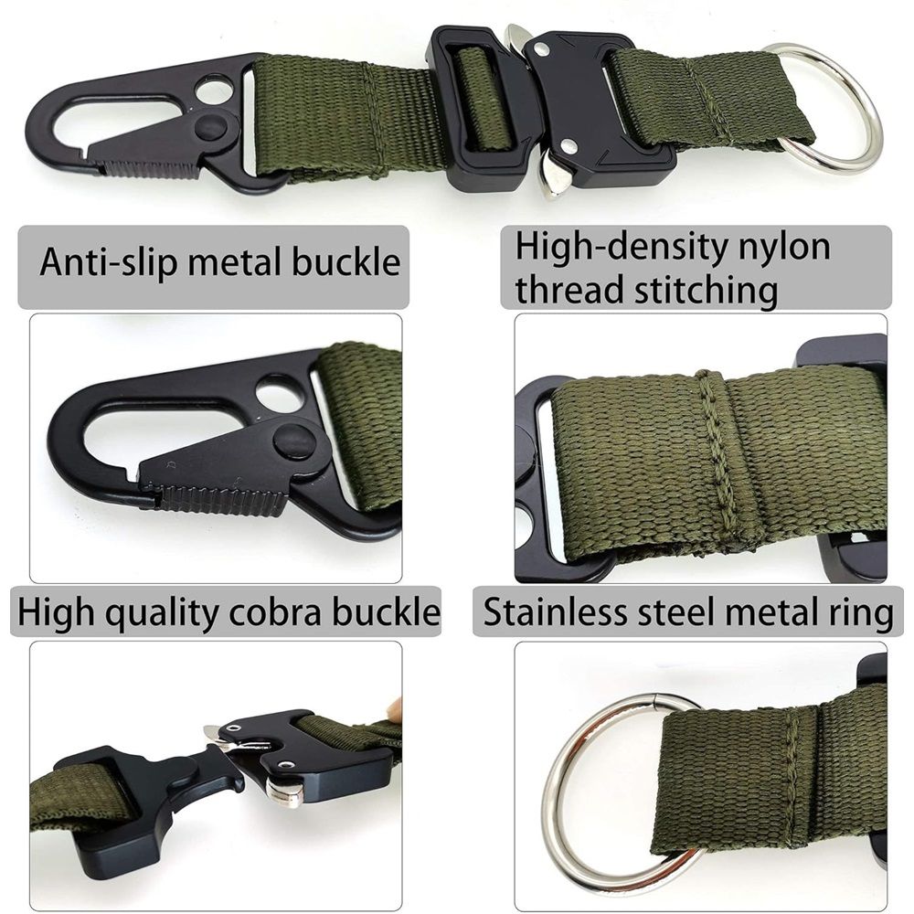 2 pack Keychain for Men with Quick Release Buckle Gear Clips with Clip and Stainless Steel Ring（green） - Image 5