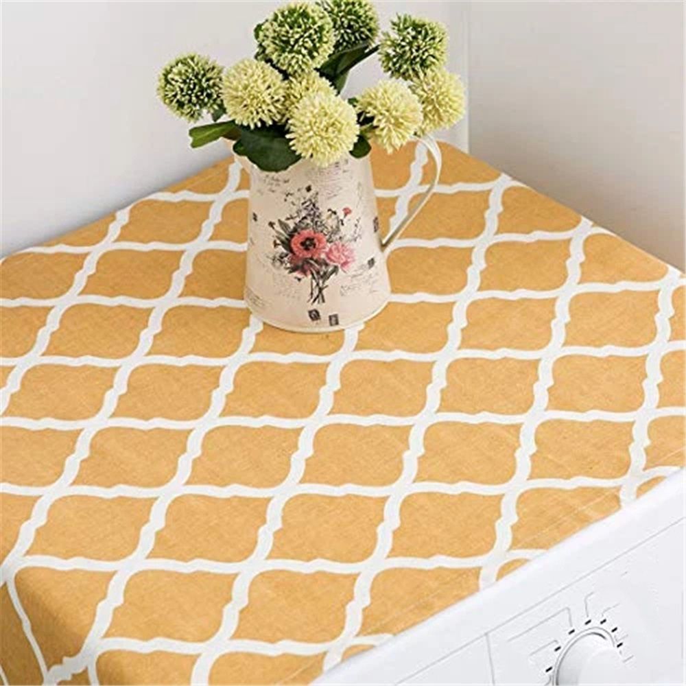 Washing Machine Organizer, Pattern with Effect Ornamental Antique Feminine Design, Anti-slip Fabric Top Cover for Washer Dryer, Yellow ,22 x 51 Inch - Image 2