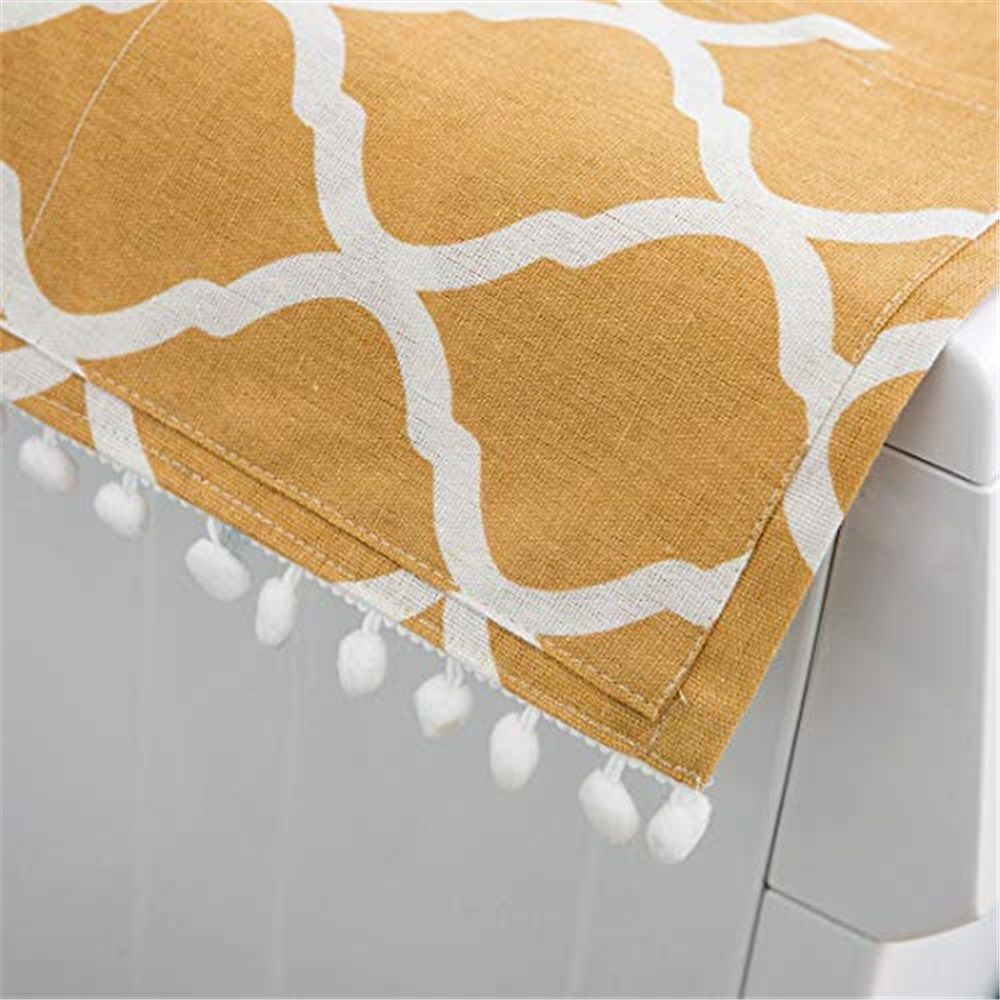 Washing Machine Organizer, Pattern with Effect Ornamental Antique Feminine Design, Anti-slip Fabric Top Cover for Washer Dryer, Yellow ,22 x 51 Inch - Image 5