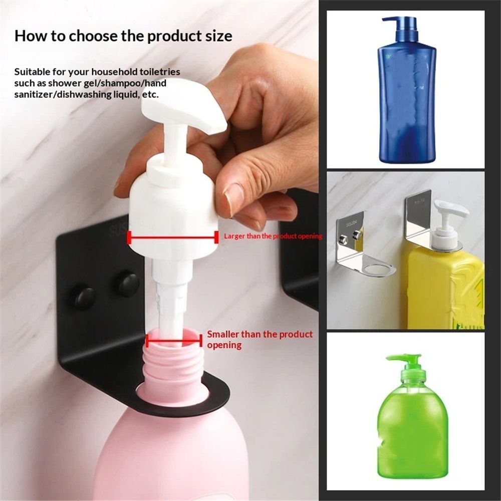 Soap Bottle Dispenser Holder Wall Mounted, Hand Pump Bottles Dispenser Stand Hanging Rack Shampoo Standing Shelf Storage Holder Bracket for Bathroom Kitchen (Black 4 Pack) - Image 3