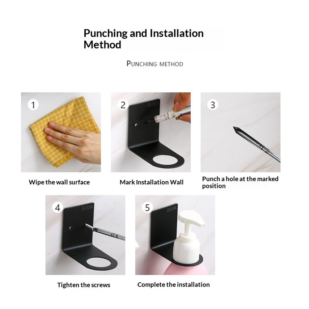 Soap Bottle Dispenser Holder Wall Mounted, Hand Pump Bottles Dispenser Stand Hanging Rack Shampoo Standing Shelf Storage Holder Bracket for Bathroom Kitchen (Black 4 Pack) - Image 5