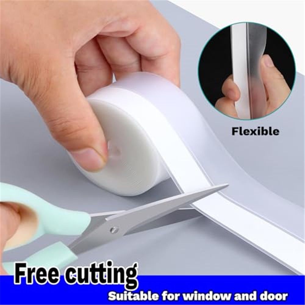 2 pack Silicone Seal Weather Stripping Tape 16.5 Feet Strip Bottom Draft Insulation Stopper Tape Weatherproof Soundproof for Door or Window Bathroom Shower Glass Gaps（45mm*5m） - Image 3