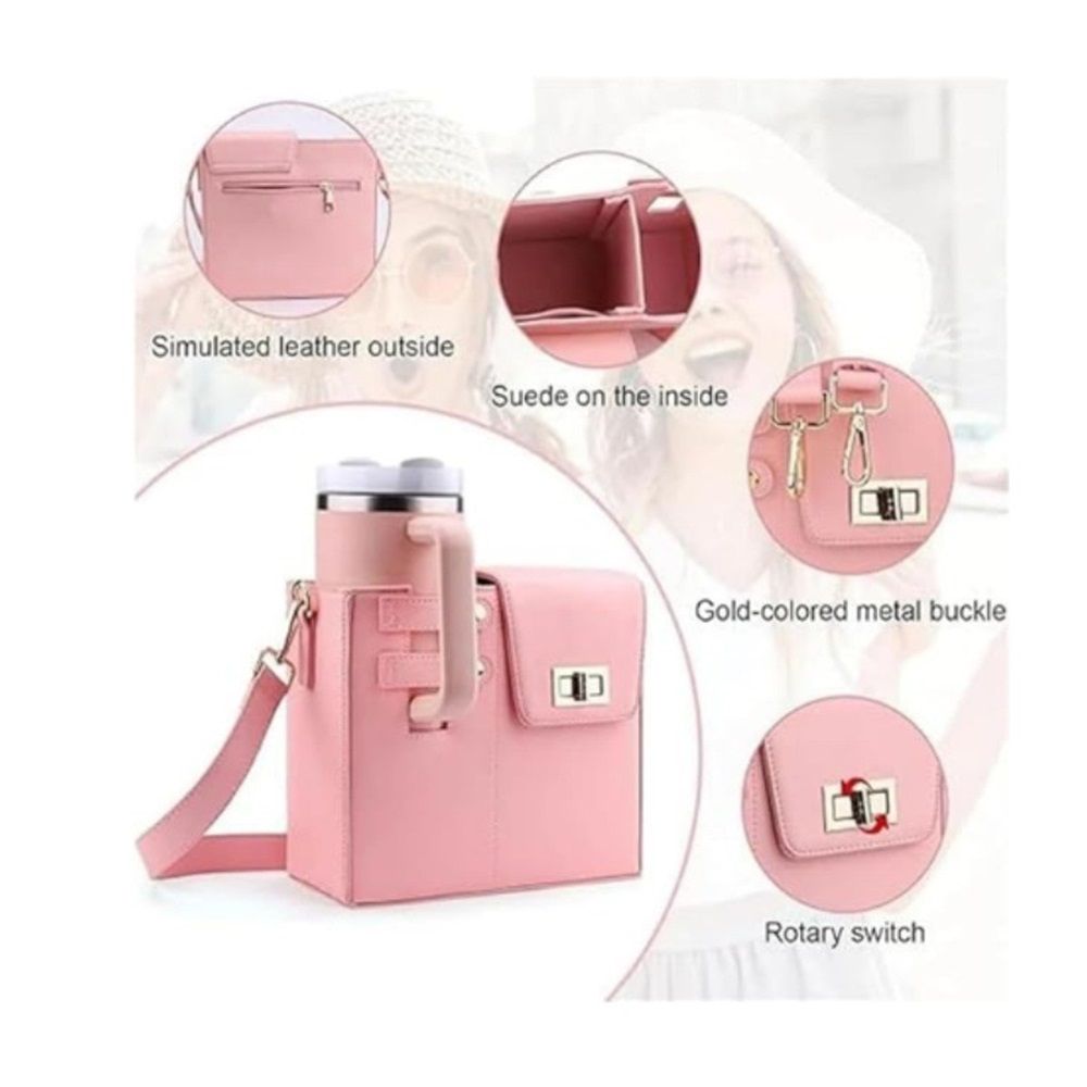 Outdoor Portable Crossbody Water Cup Storage Bag, Water Bottle Carrier Bag with Storage Pocket for Women（oniy bag） - Image 2
