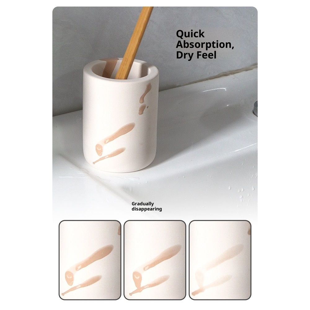 Drying Stone Toothbrush Holder, Diatomite Toothbrush Holders for Bathroom, Quick Drying Electric Toothbrush & Toothpaste Holder Cup, Diatomaceous Earth Bathroom Sink Organizer (beige) - Image 3