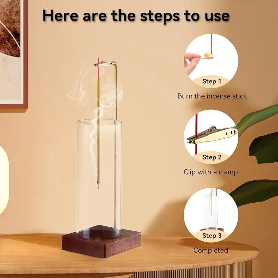 2 Pack Incense Holder for Sticks, Insence-Stick Holder Ash Catcher with Removable Glass [Anti-Ash Flying], Mess-Free Incense Burner, Perfect for Meditation Yoga Relaxation, Home Decor - Image 4