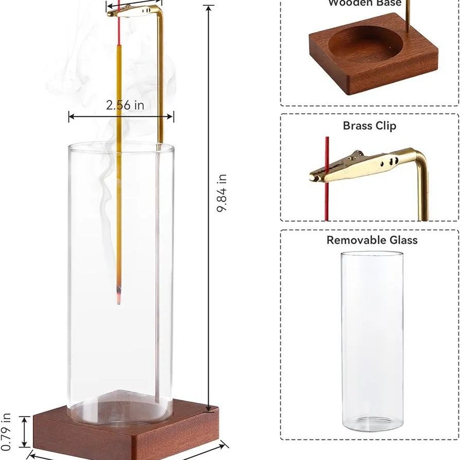 2 Pack Incense Holder for Sticks, Insence-Stick Holder Ash Catcher with Removable Glass [Anti-Ash Flying], Mess-Free Incense Burner, Perfect for Meditation Yoga Relaxation, Home Decor - Image 5