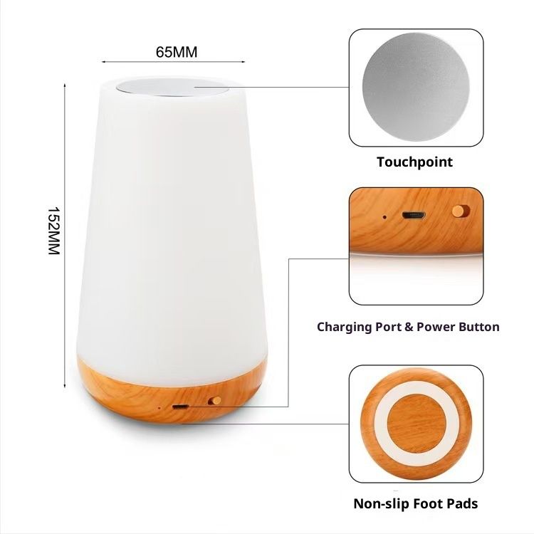 Touch Night Light for Kids: Dimmable LED Nursery Lamp for Baby - Eye-Caring Soft Warm White Light USB Rechargeable Portable Bedside for Toddlers Bedroom Living Room - Image 3
