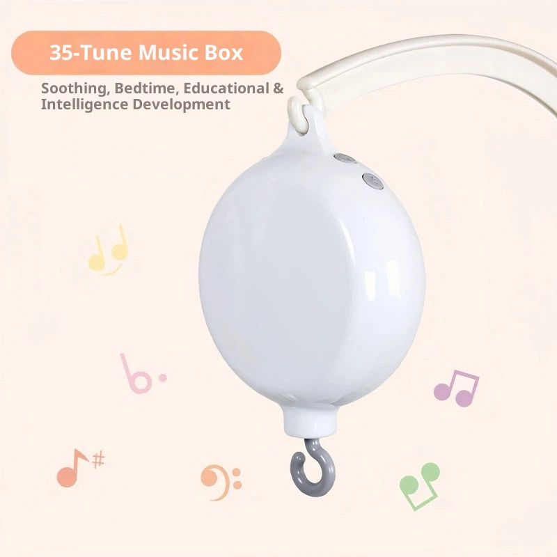 Baby Crib Mobile Motor, Rechargeable - Operated Music Box with Connectivity, Spinner Crib Mobile（white） - Image 2
