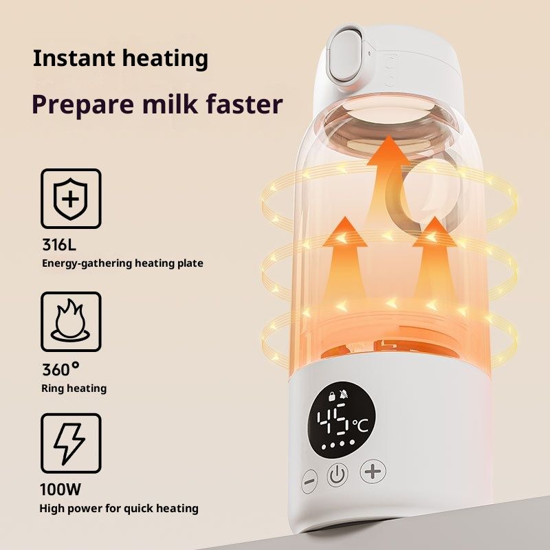 Portable Bottle Warmer 16.9oz Bottle Warmer for Travel, Fast Heating for Breast Milk Formula & Water, Long Battery Life &Large Capacity, Suitable for Baby Outdoor - Image 4