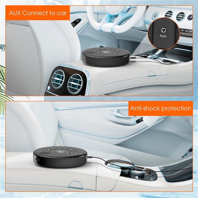 CD Player Portable,discman Rechargeable,Walkman CD Player with Speaker, Headphones,CD-R,MP3 USB playable,Anti Skip CD Playing for car,Suitable for Personal or Multi-Users,Black - Image 3