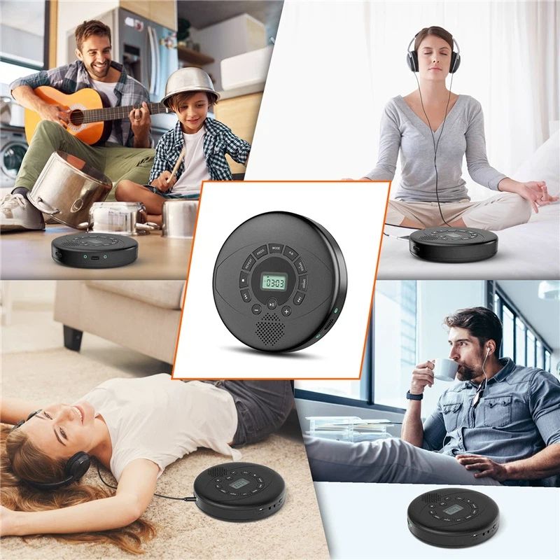 CD Player Portable,discman Rechargeable,Walkman CD Player with Speaker, Headphones,CD-R,MP3 USB playable,Anti Skip CD Playing for car,Suitable for Personal or Multi-Users,Black - Image 4