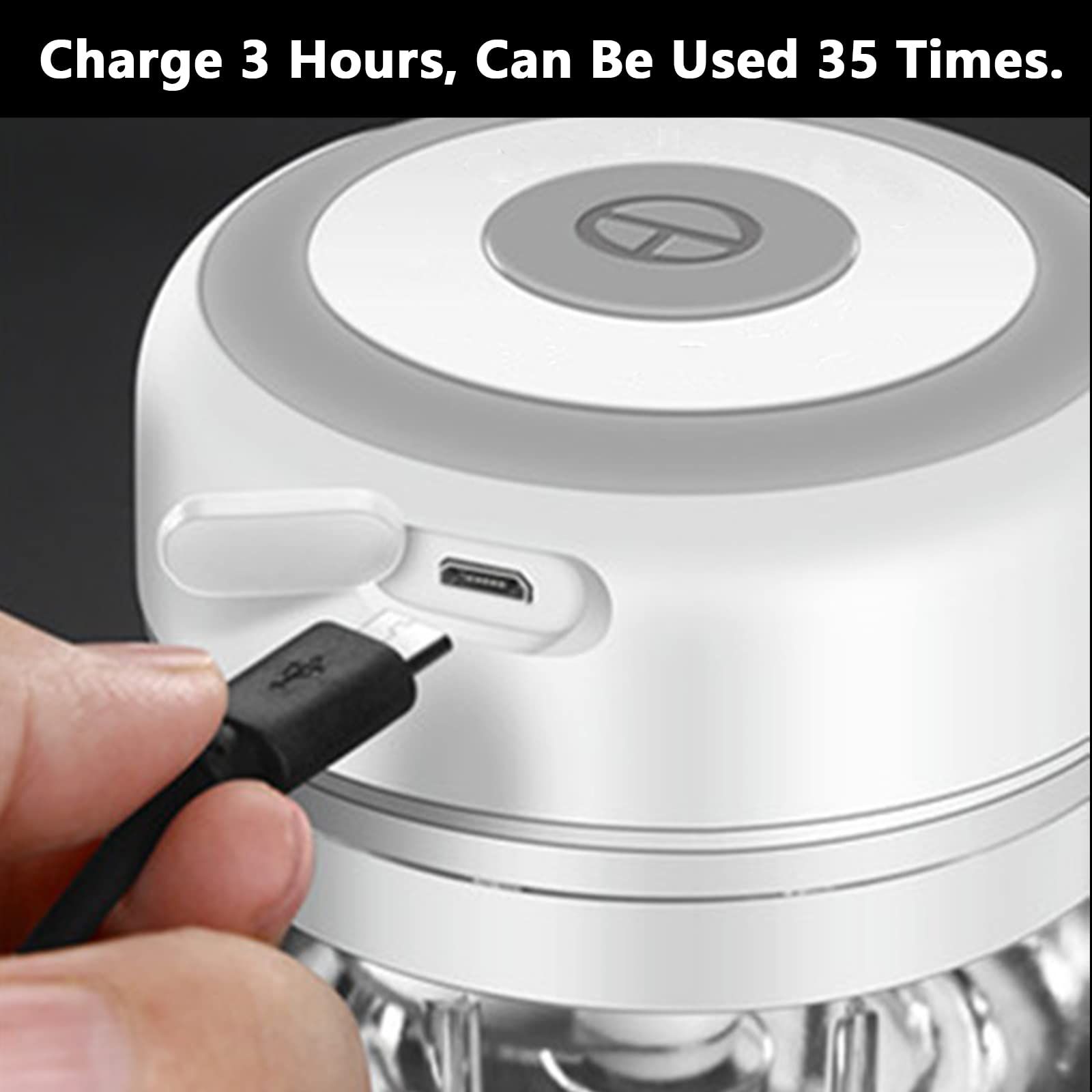 Electric Garlic Chopper, 250ML Vegetable Chopper, Food Chopper, USB Mini Garlic Mincer, Onion Chopper, Portable Small Food Processor for Garlic, Ginger, Chili, Vegetables （white） - Image 5