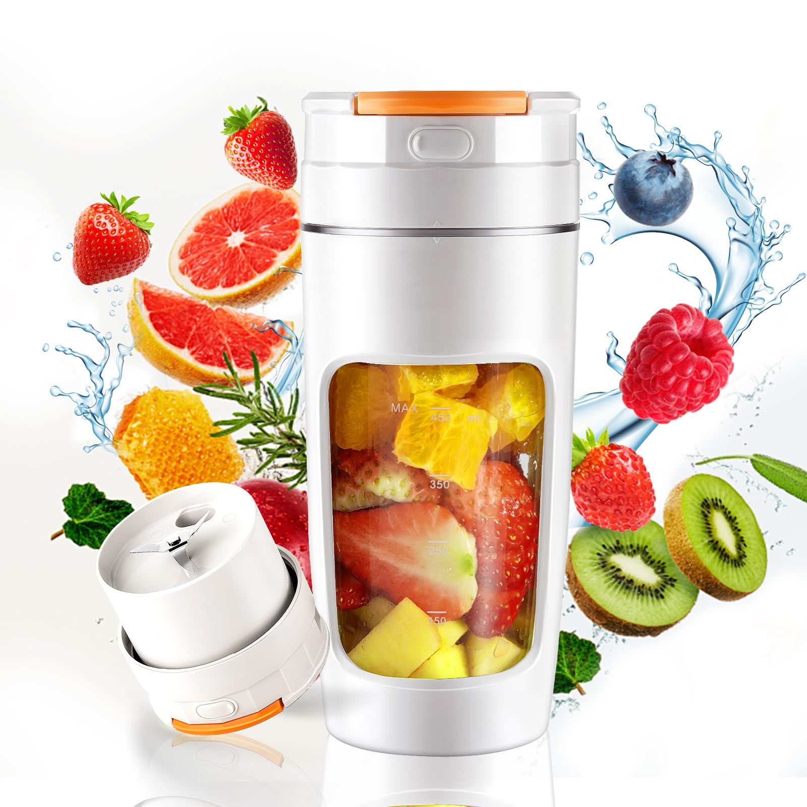 20 oz Portable Blender Cup - USB Rechargeable for Shakes, Smoothies & Juices, Personal Blender for Travel, Office, Gym (White) - Image 2