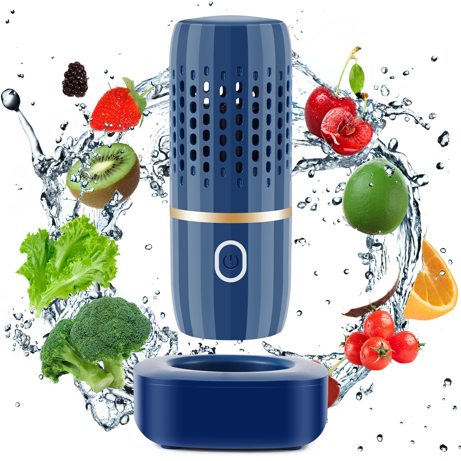 Fruit and Vegetable Purifier Cleaner Washing Machine Capsule Shape Disinfection  Purification Technology for Cleaning Grains Rice Meat Seafood, Blue (high-end charging version) - Image 2