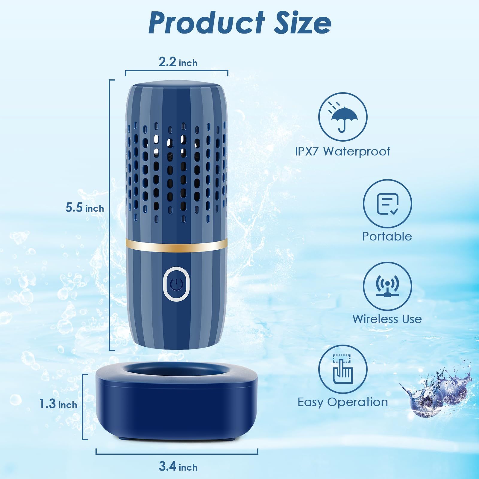 Fruit and Vegetable Purifier Cleaner Washing Machine Capsule Shape Disinfection  Purification Technology for Cleaning Grains Rice Meat Seafood, Blue (high-end charging version) - Image 5