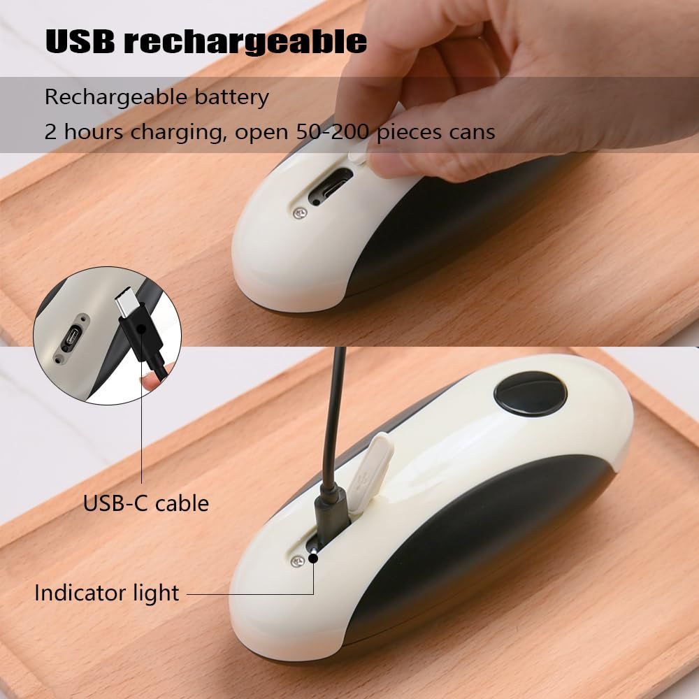 Electric Can Opener, Rechargeable Can Opener Electric Fits Most Can Sizes with Smooth Edge, USB-C Fast Charge Can Opener,One-Touch Automatic Can Openers for Seniors - Image 4