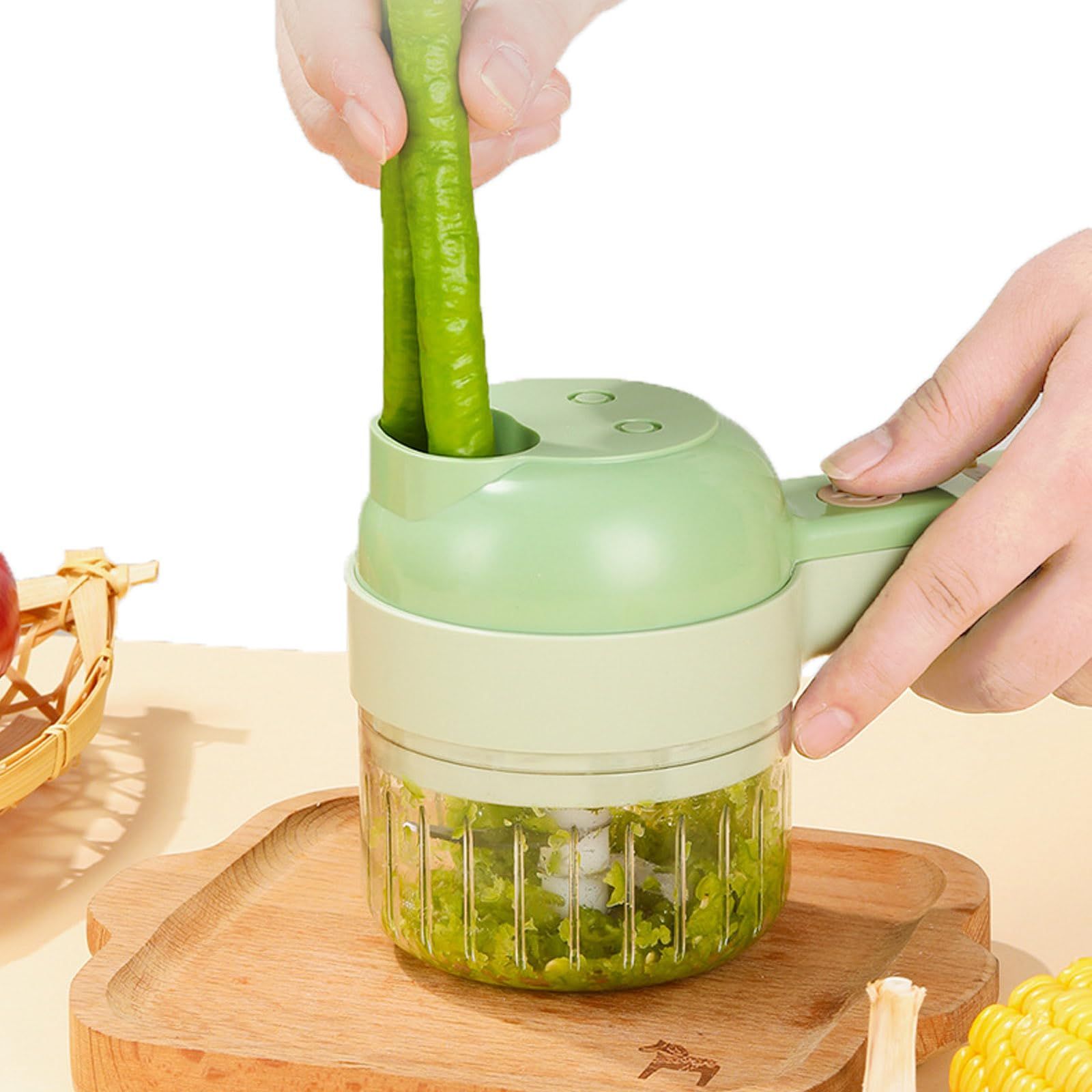 4 in 1 Handheld Electric Food Cutter Set,  Wireless Food Processor for Fruits, Vegetables and Meat Green - Image 2