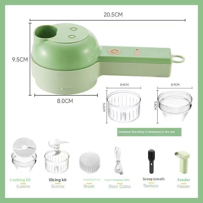 4 in 1 Handheld Electric Food Cutter Set,  Wireless Food Processor for Fruits, Vegetables and Meat Green - Image 5