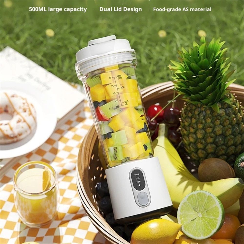 Portable Blender for Smoothies and Shakes, 2 Portable Blender Cups, 17.63 Cordless Personal Small Blender with Straw Brush&Lid, USB-C Rechargeable, Quiet Mini Travel Blender, White - Image 2