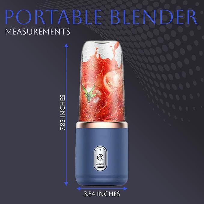 Portable Blender 14oz for Juices & Smoothies with 6 blades Puwerful performances Fusion Blender | USB Rechargeable, Lid, Cup included | Fit for travel and outdoor activities - Image 4