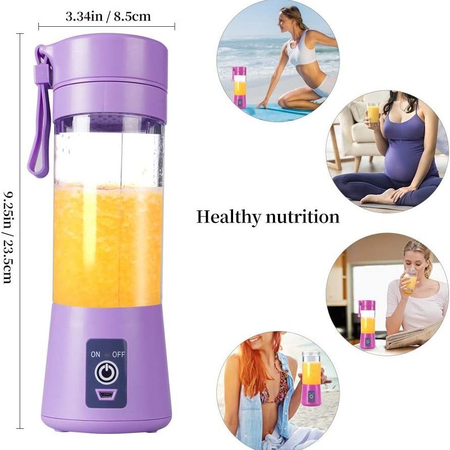 Portable 6 Blades in 3D Juicer Cup,Version Rechargeable Juice Blender Magnetic Secure Switch Electric Fruit Mixer for Superb Mixing 380ml - Image 2
