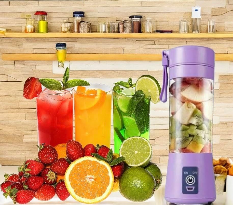 Portable 6 Blades in 3D Juicer Cup,Version Rechargeable Juice Blender Magnetic Secure Switch Electric Fruit Mixer for Superb Mixing 380ml - Image 4