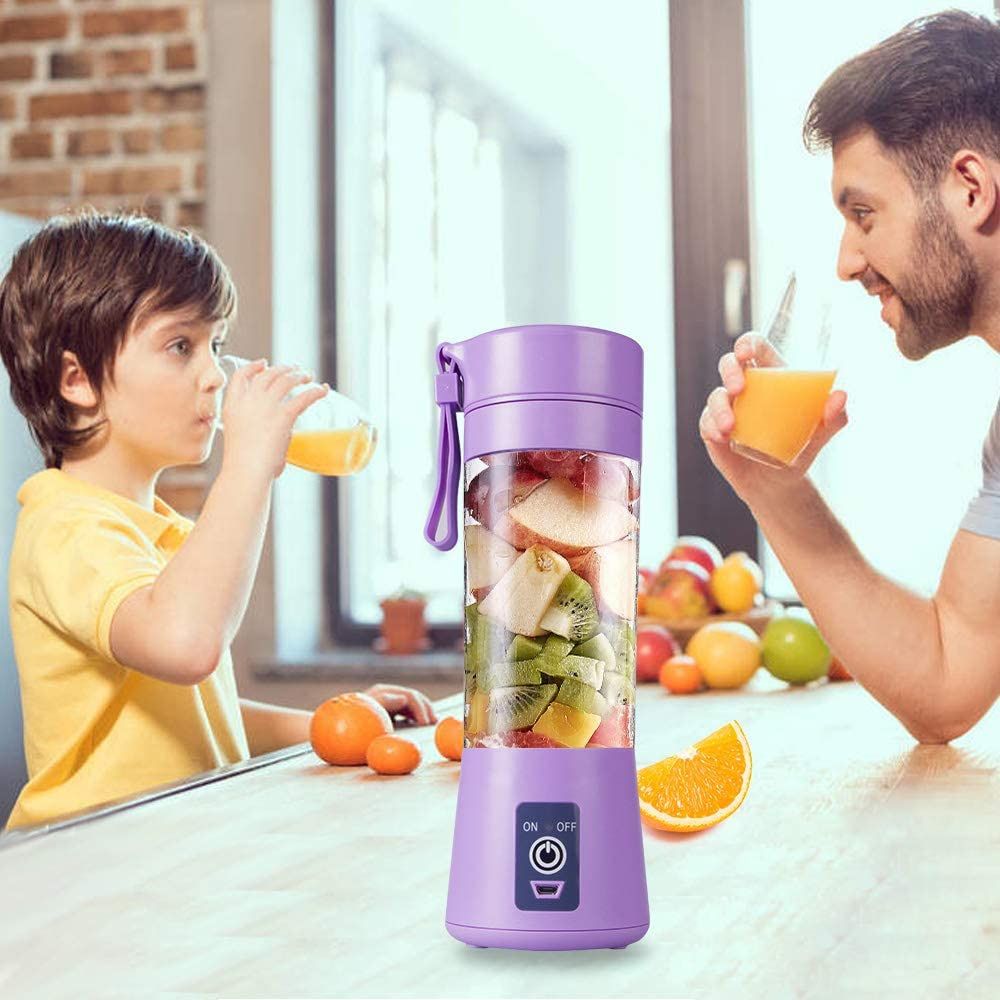 Portable 6 Blades in 3D Juicer Cup,Version Rechargeable Juice Blender Magnetic Secure Switch Electric Fruit Mixer for Superb Mixing 380ml - Image 5
