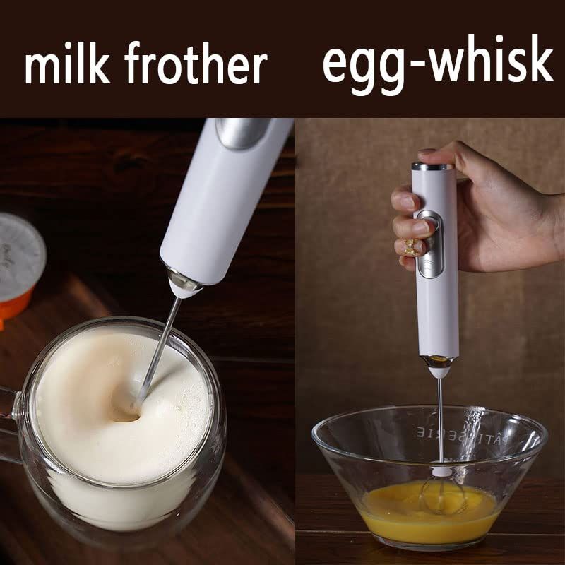Milk Frother Handheld, Rechargeable Coffee Frother Wand with 2 Stainless Whisks 3 Speeds, Drink Mixer, Electric Foam Maker, Hand Mixer for Lattes, Cappuccino, Matcha, Egg, White - Image 2