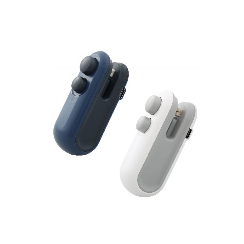 Mini Bag Sealer, USB-C Rechargeable 2 in 1 Heat Seal with Cutter and Magnet, Resealer Machine for Snack Bags (2 pcs, White and Blue) - Image 1