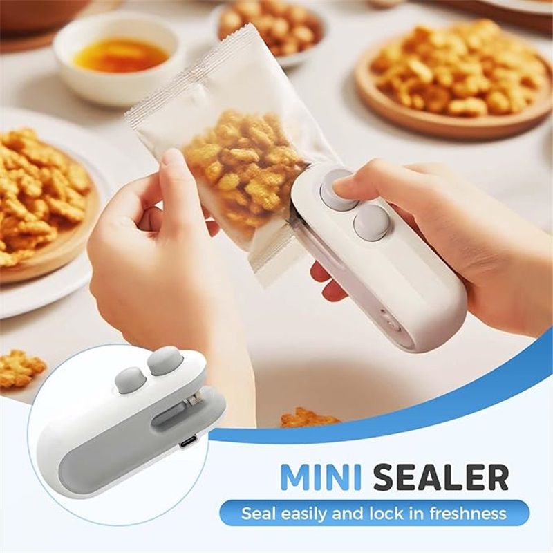 Mini Bag Sealer, USB-C Rechargeable 2 in 1 Heat Seal with Cutter and Magnet, Resealer Machine for Snack Bags (2 pcs, White and Blue) - Image 2