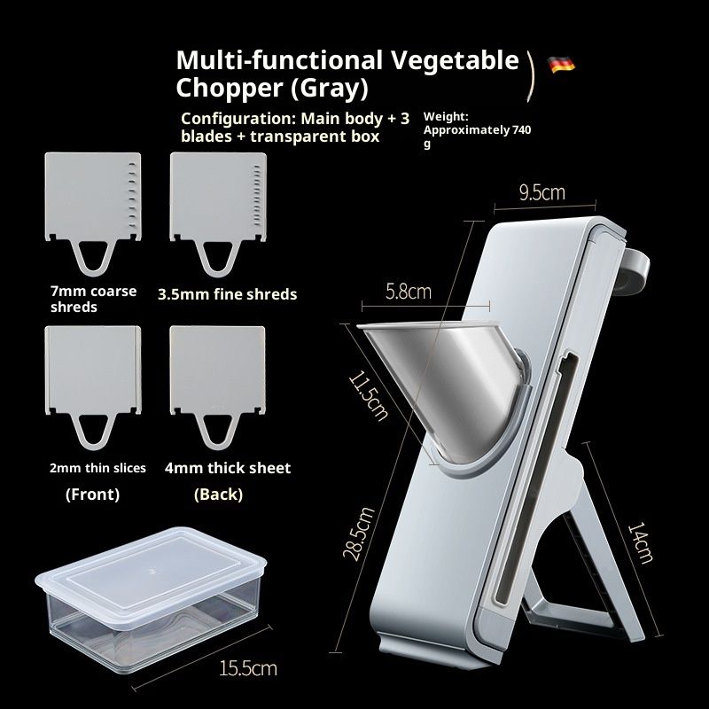 four-in-oneSlicer Safe Multifunctional Dicer Adjustable Commercial Slicer Machine Stainless Steel Chopper grey - Image 5