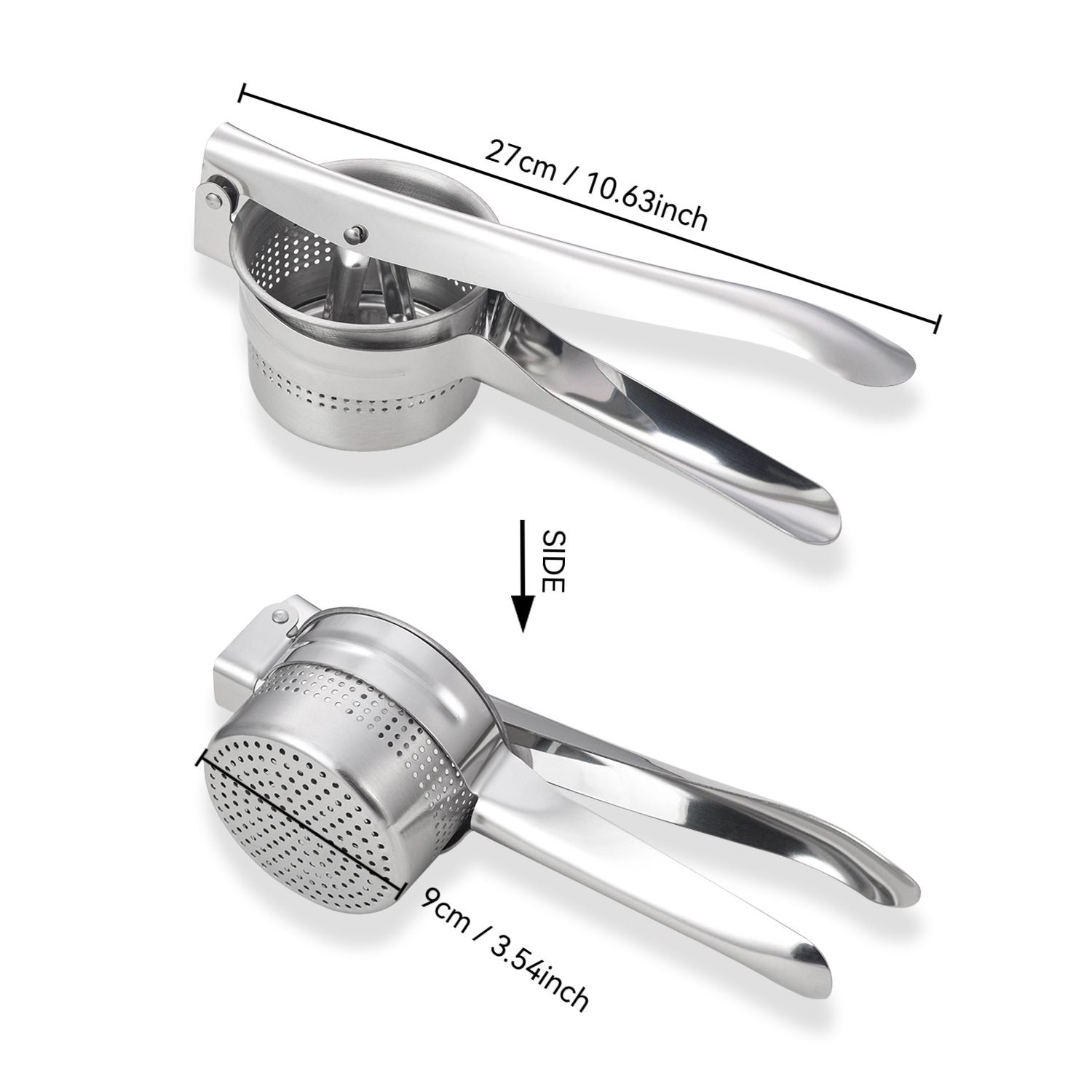 Heavy Duty Stainless Steel Mashed Potato Masher with Ergonomic Handle, Press and Mash Kitchen Gadget, Make Fluffy Smooth Mashed Potatoes & PressVegetables - Image 5
