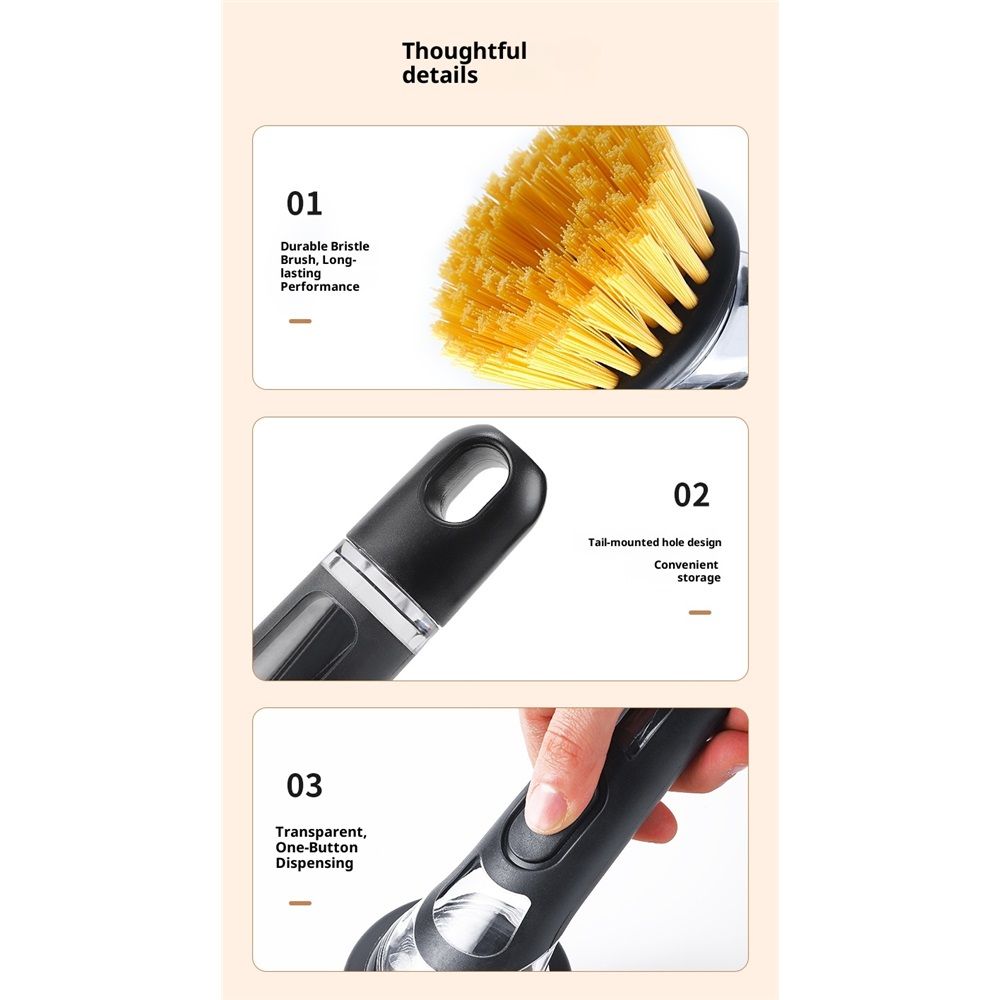 Refillable Soap-Dispensing Dish Brush with Replacement Head,  for Pot Pan Sink Cleaning Dish Scrubber Brush (Yellow) - Image 5