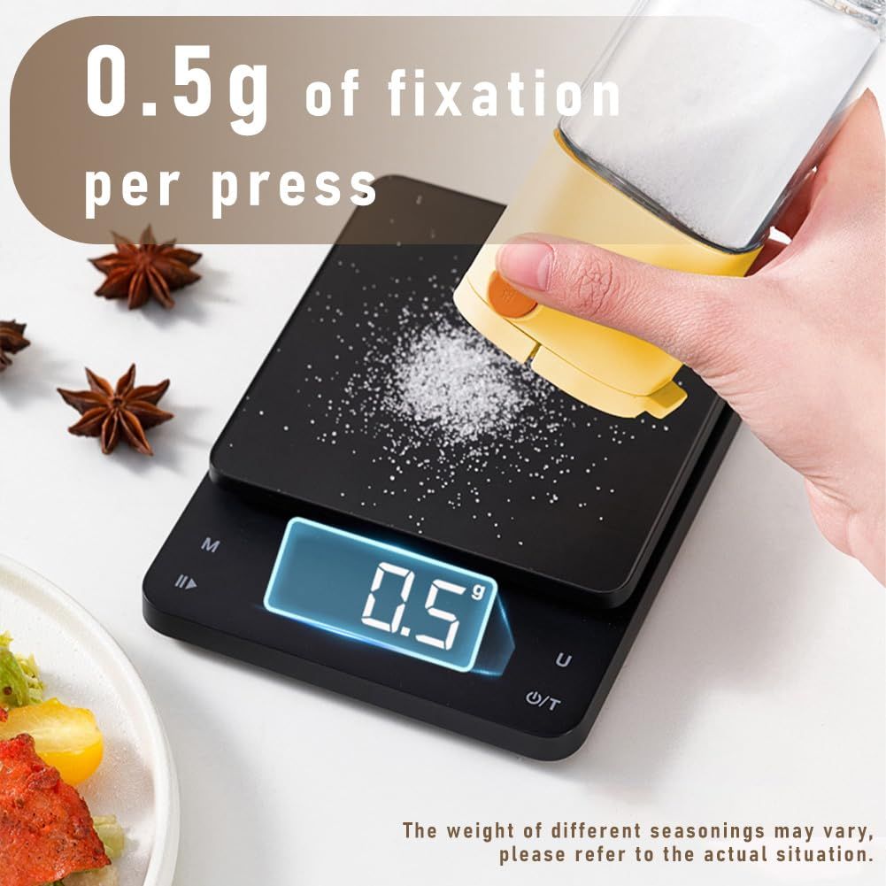 Measure Seasoning Bottle, Salt Shaker or Pepper Shaker, Kitchen Must have, Glass Metering Spice Salt Paprika Pepper Cumin Powder Sugar Dispenser Spice Jar,   (Beige&Yellow)12.5*6.4*6cm,2pcs - Image 2
