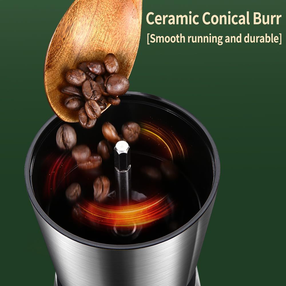 Precision Manual Coffee Grinder Large Capacity for Home Use, 8 Adjustable Coarseness Setting, Ceramic Burr Hand Held Stainless Steel Espresso Bean Mill for Travel Camping, Easy to Clean15*8.5*21.5cm - Image 3