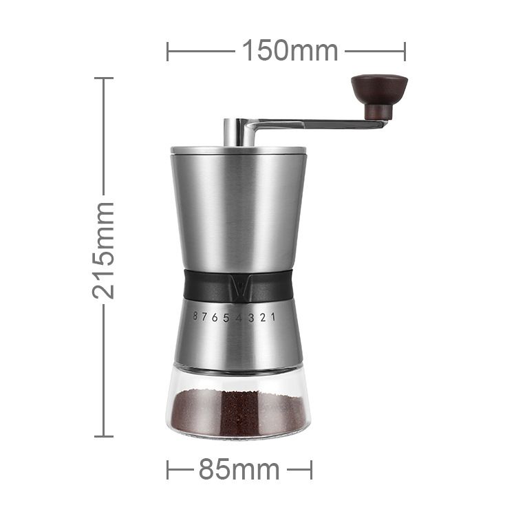 Precision Manual Coffee Grinder Large Capacity for Home Use, 8 Adjustable Coarseness Setting, Ceramic Burr Hand Held Stainless Steel Espresso Bean Mill for Travel Camping, Easy to Clean15*8.5*21.5cm - Image 5