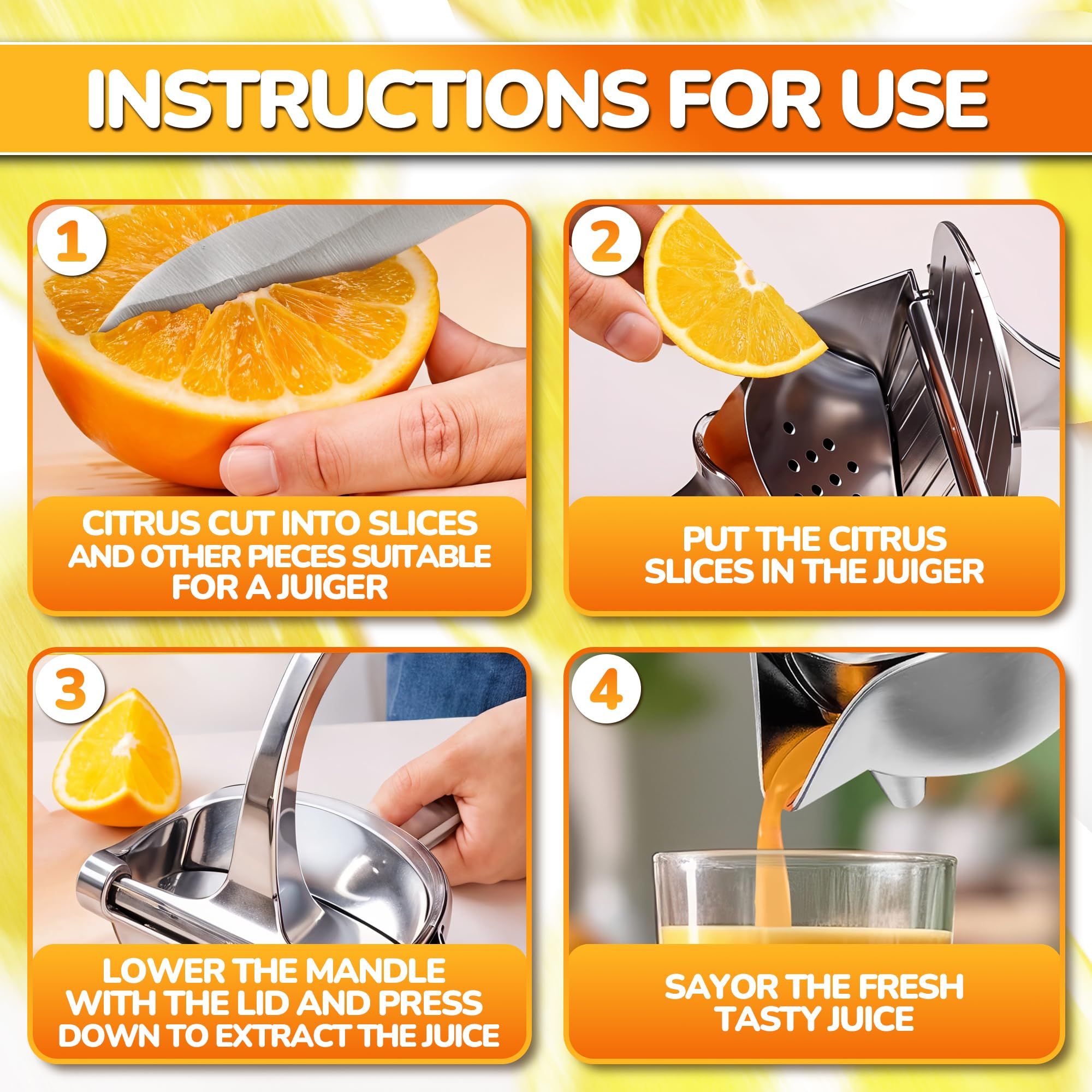 Aluminum Alloy Fresh Fruit Juice Extractor - Hand Juicer Squeezer, Non-Slip Ergonomic Grip, Easy to Use & Clean, 23.5cmLength with 0.6L Capacity - Efficient Extraction of Citrus, and Other Fruits23.5*14*10.3cm - Image 4