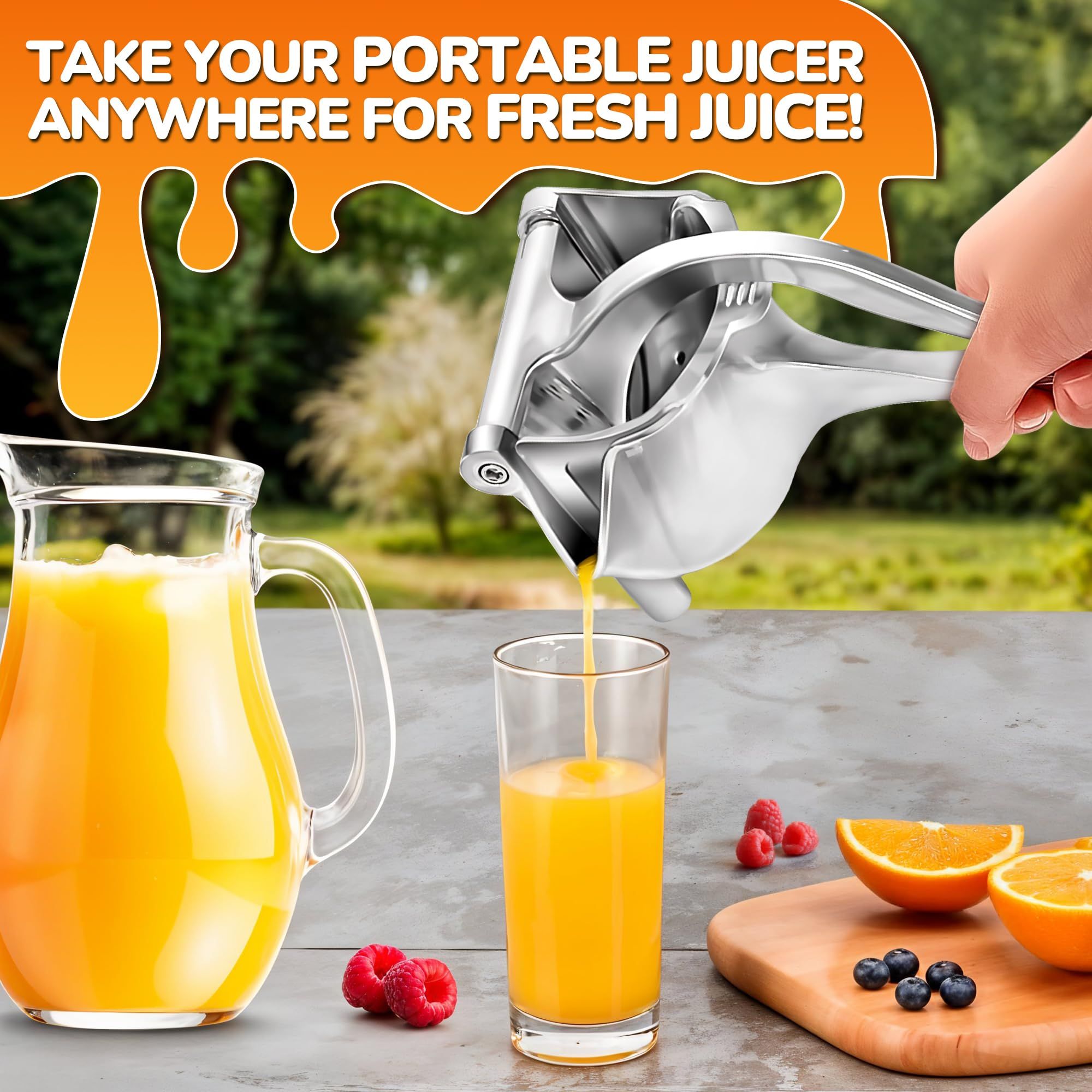 Aluminum Alloy Fresh Fruit Juice Extractor - Hand Juicer Squeezer, Non-Slip Ergonomic Grip, Easy to Use & Clean, 23.5cmLength with 0.6L Capacity - Efficient Extraction of Citrus, and Other Fruits23.5*14*10.3cm - Image 5