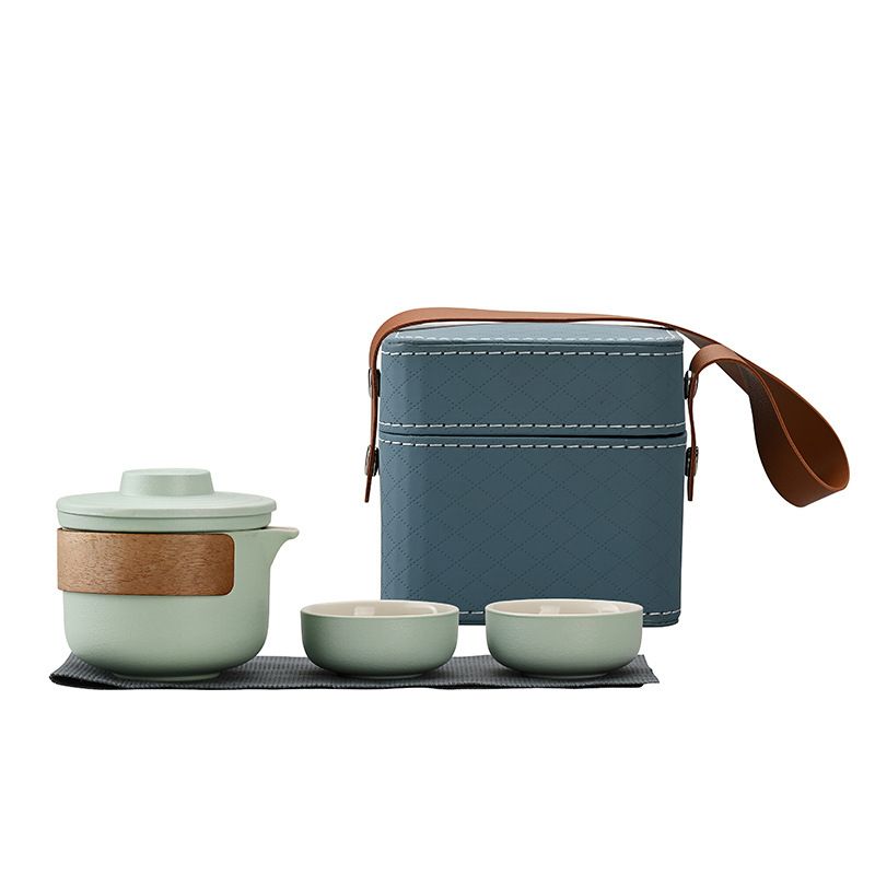 Mini Travel Ceramic Tea Pot Set Kung Fu Teapot, 1 Pot 2 Cups Porcelain Teacup with Tea Infuser Portable Bag for Outdoor Picnic Hotel - Image 1