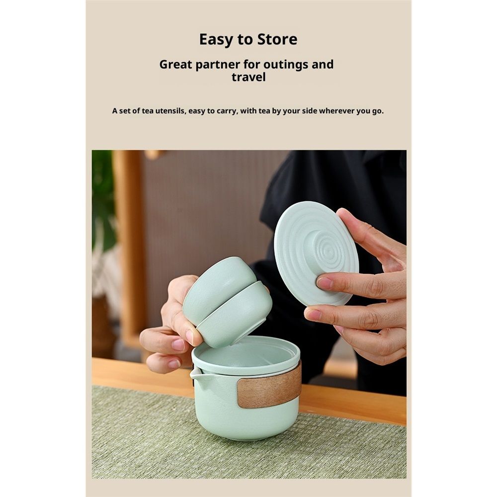 Mini Travel Ceramic Tea Pot Set Kung Fu Teapot, 1 Pot 2 Cups Porcelain Teacup with Tea Infuser Portable Bag for Outdoor Picnic Hotel - Image 4
