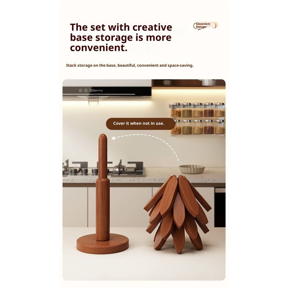 Wooden Trivets for Hot Dishes, 4 Wooden Tree-Trivet Set, Wood Coasters Like Christmas-Tree,  for Coffee Table, Kitchen Table Decor - Image 4