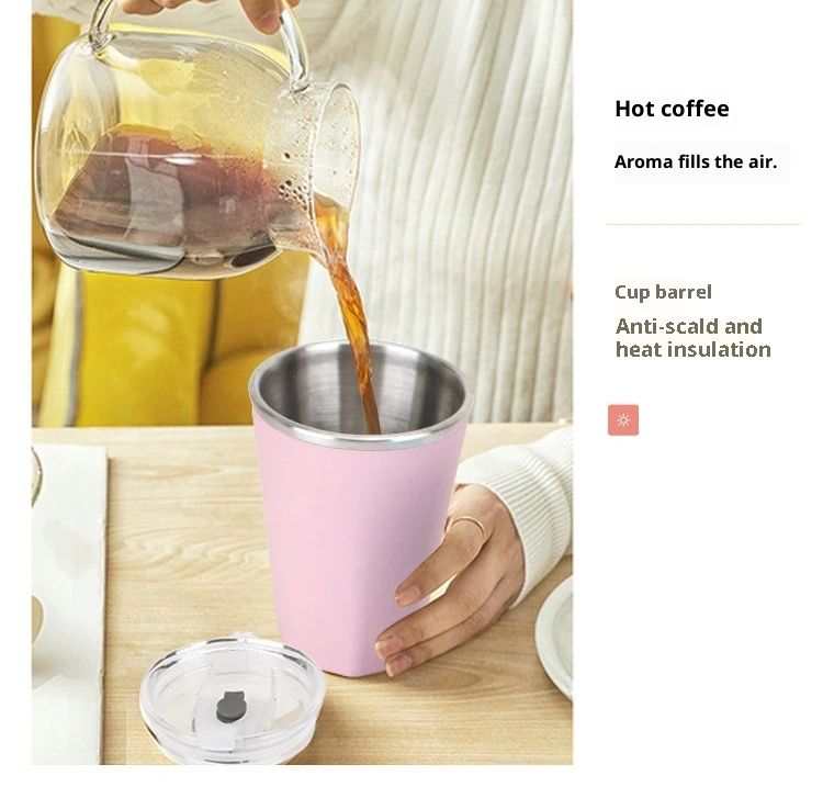 330ml Ice Cup Tumbler with Lid Double Wall Vacuum Insulated Travel Coffee Mug Stainless Steel Thermal Cup Powder Coated Sturdy Coffee Tumbler Bulk for Hot and Cold Beverage (Pink,1) - Image 4