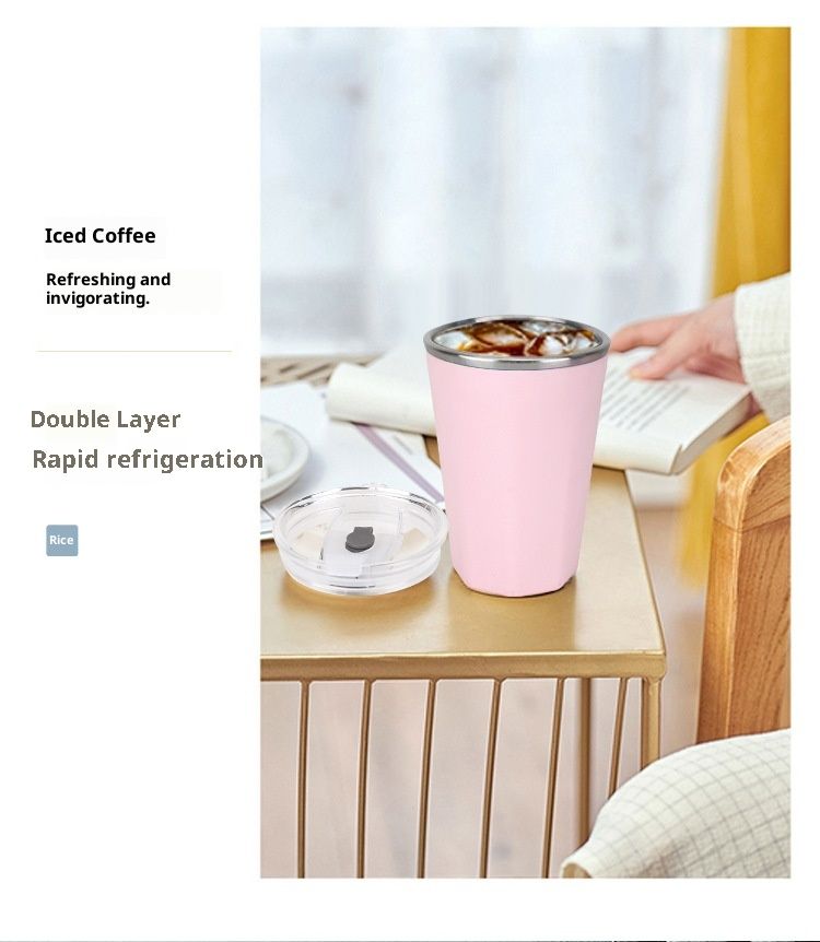 330ml Ice Cup Tumbler with Lid Double Wall Vacuum Insulated Travel Coffee Mug Stainless Steel Thermal Cup Powder Coated Sturdy Coffee Tumbler Bulk for Hot and Cold Beverage (Pink,1) - Image 5