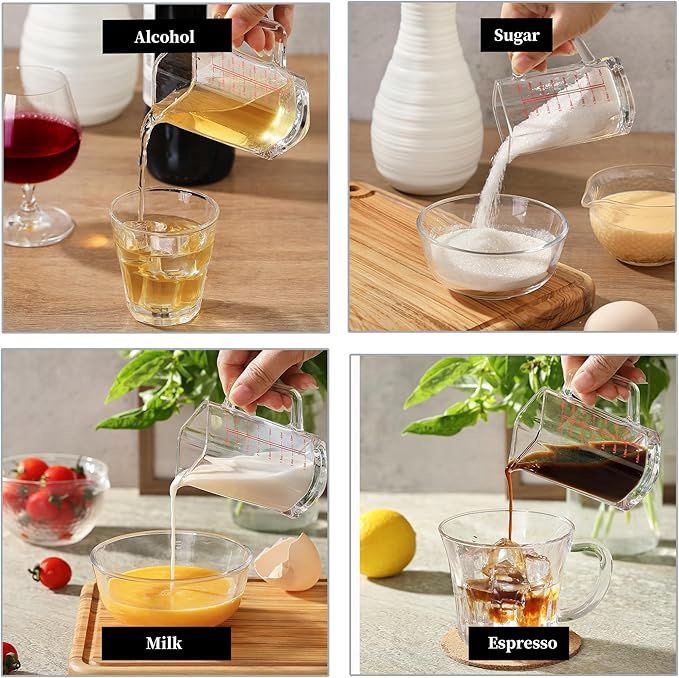 Shot Glass Measuring Cup, 4 OZ Espresso Measuring Glass with Handle and V-Shaped Spout, Small Measuring Cup with Thick Bottom for Baking Cocktail and Coffee - Image 3