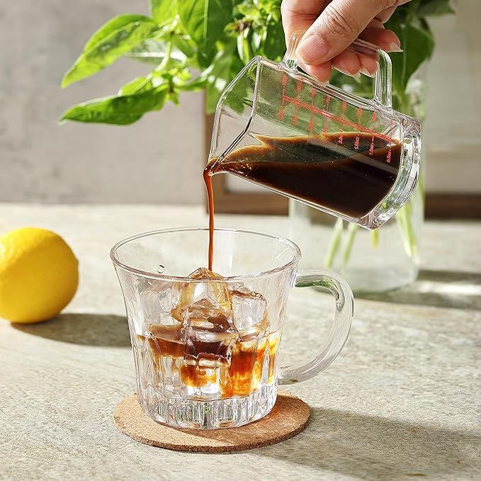 Shot Glass Measuring Cup, 4 OZ Espresso Measuring Glass with Handle and V-Shaped Spout, Small Measuring Cup with Thick Bottom for Baking Cocktail and Coffee - Image 4