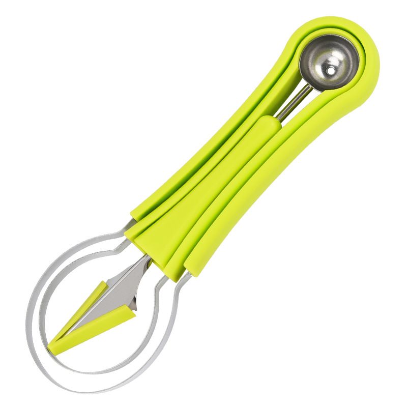 Melon Baller Scoop Set,4 In 1 fruit cutters shapes, watermelon scooper fruit scooper and baller, fruit carving tools（Green） - Image 1